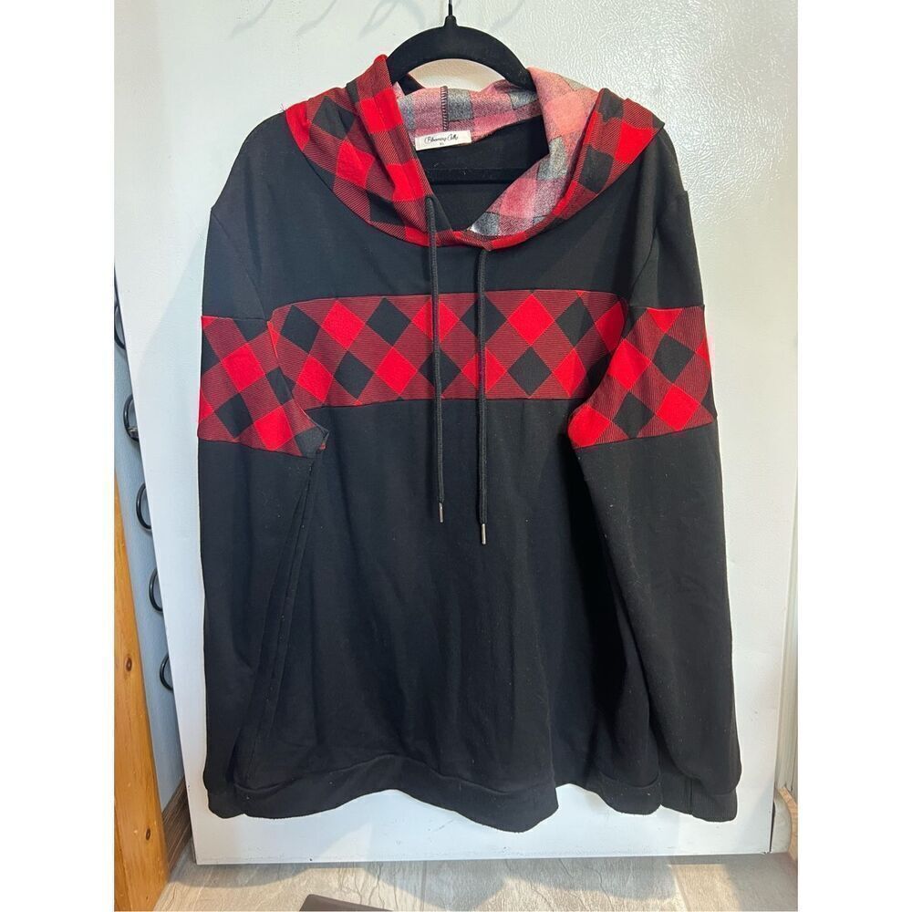 Blooming Jelly Black And Plaid Woman’s Hoodie Size XL-Bally
